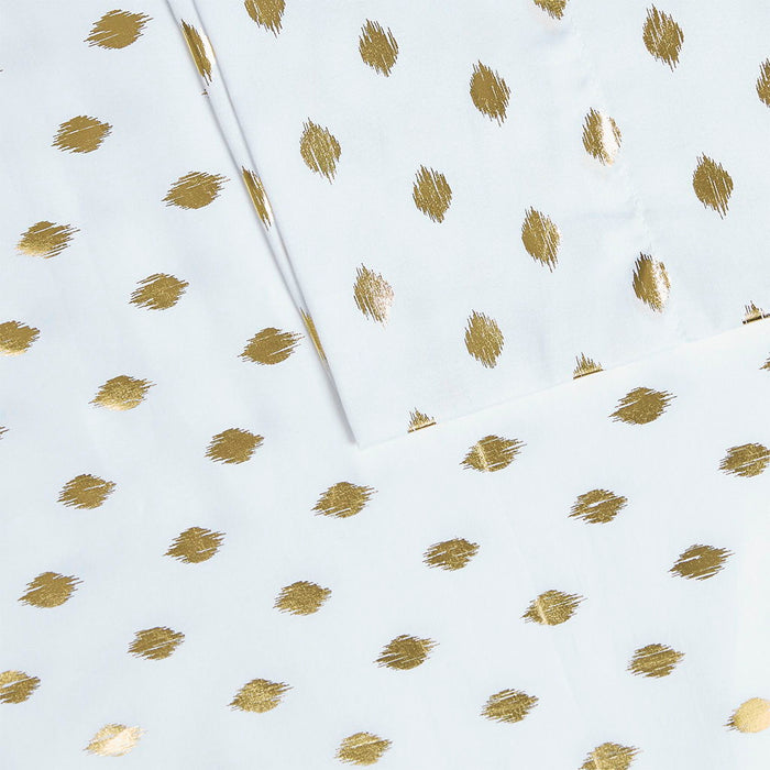 Metallic Dot - Printed Sheet Set - White / Gold - Simple Home Plus