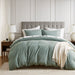 Mina - Full/Queen Waffle Weave Textured Duvet Cover Set - Sage Green - Simple Home Plus