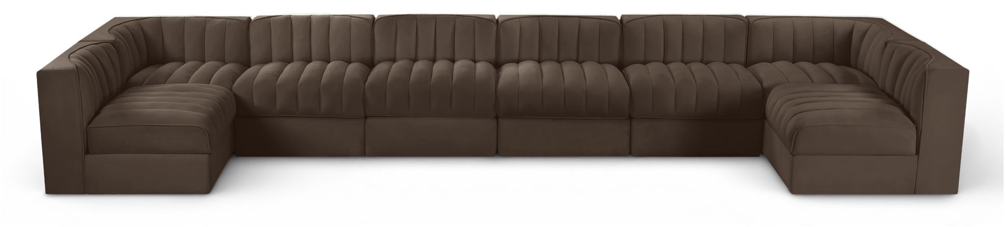 Rummi - Velvet Performance Fabric Upholstered 8 Piece Modular Sectional (With 2 Corner Chairs) - Simple Home Plus