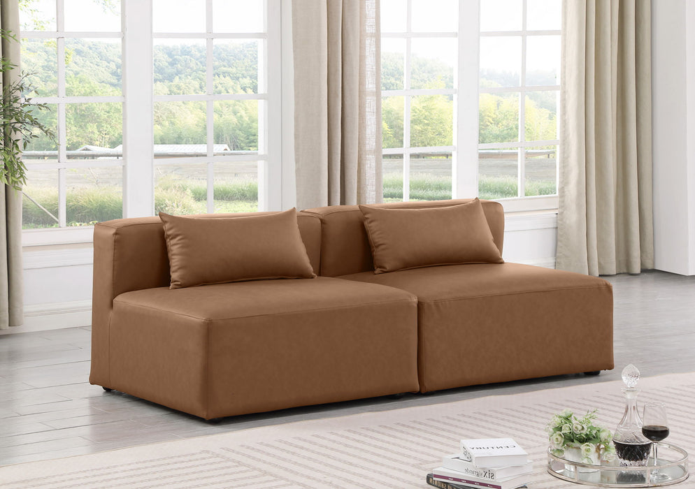 Cube - Modular 2 Piece Armless Sofa - Light Brown - Simple Home Plus