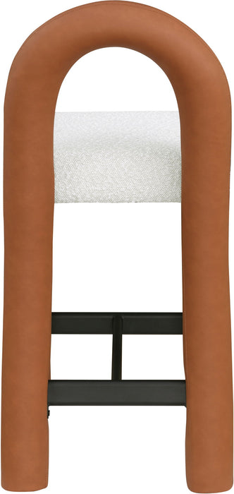 Amari - Vegan Leather and Boucle Fabric Stool - Simple Home Plus