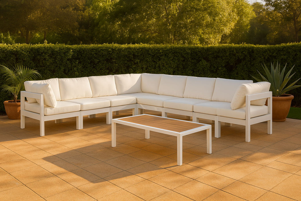 Nizuc - Outdoor Patio 8 Piece Modular Sectional With White Frame - Simple Home Plus