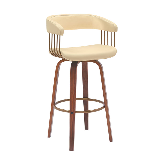 Topanga - Swivel Walnut Wood Stool - Simple Home Plus