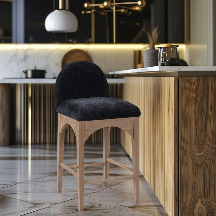 Waldorf - Chenille Stool With Natural Legs - Simple Home Plus