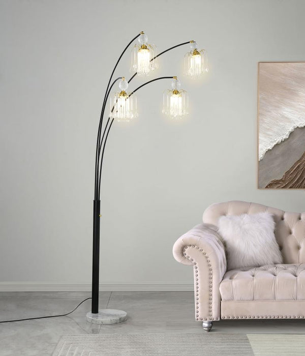 Maisel - Hanging Crystal Arc Tree Floor Lamp - Black - Simple Home Plus