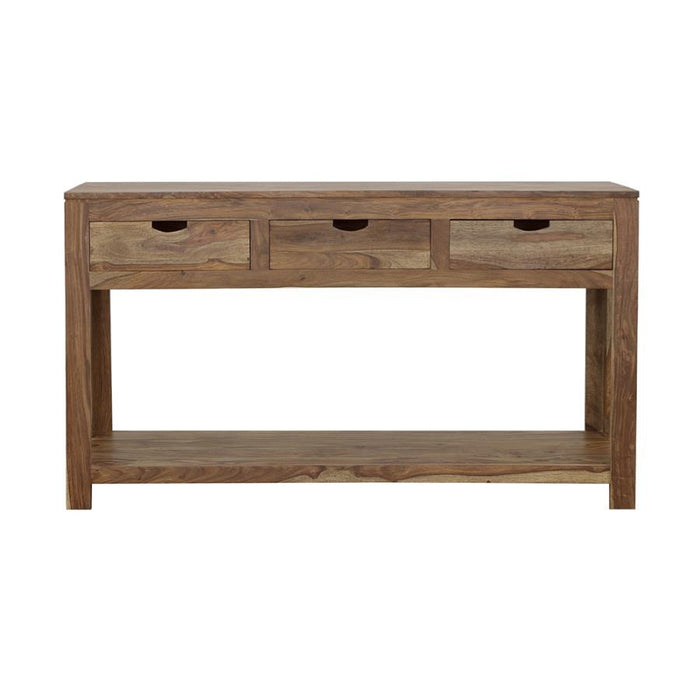 Esther - 3-Drawer Wood Console Table - Natural Sheesham - Simple Home Plus
