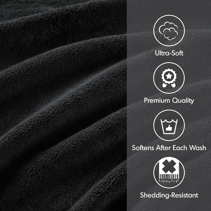800GSM - Ultra-Soft Absorbent Towel Set - Black - Simple Home Plus
