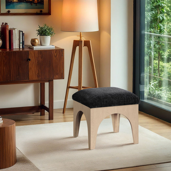 Lawson - Chenille Fabric Ottoman - Natural Base - Simple Home Plus