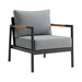Crown - 4 Piece Black Aluminum And Teak Outdoor Seating Set With Dark Gray Cushions - Simple Home Plus