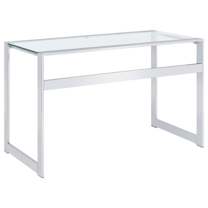 Hartford - Glass Top Writing Desk - Chrome - Simple Home Plus