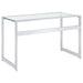 Hartford - Glass Top Writing Desk - Chrome - Simple Home Plus