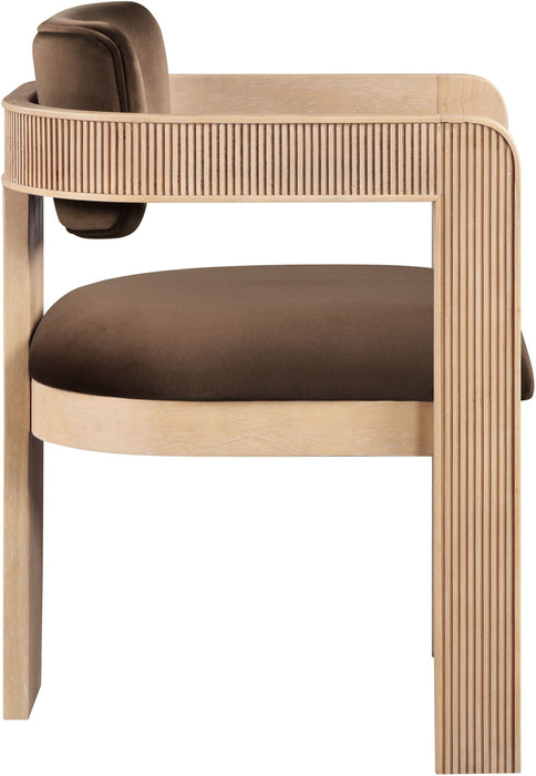 Sacha - Velvet Dining Chair With Natural Base (Set of 2) - Simple Home Plus