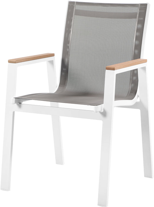Nizuc - Outdoor Patio Dining Arm Chair With White Frame And Natural Arms (Set of 2) - Simple Home Plus