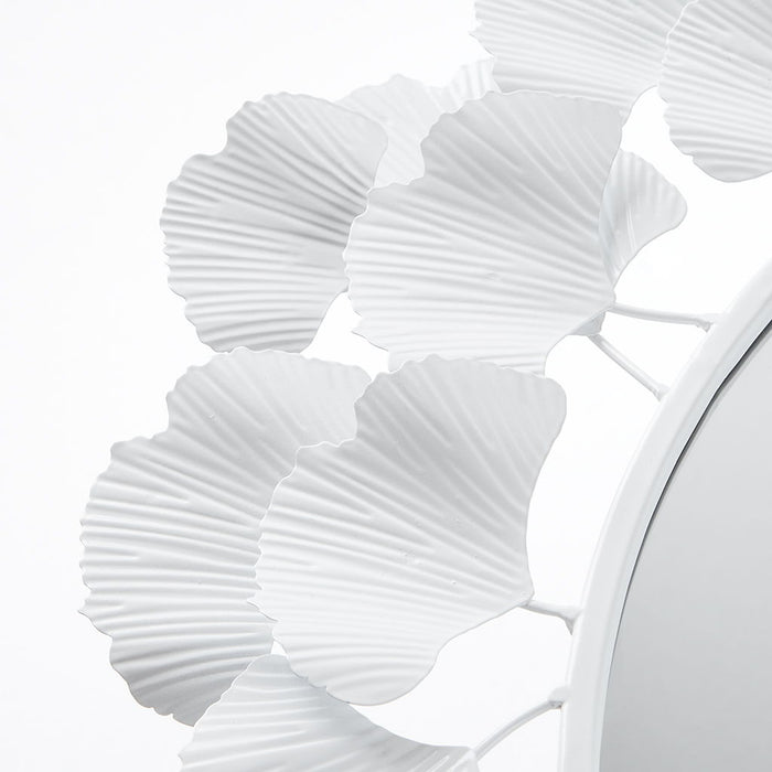Eden - Eden Gingko Leaf Round Wall Mirror 30.5" - White - Simple Home Plus
