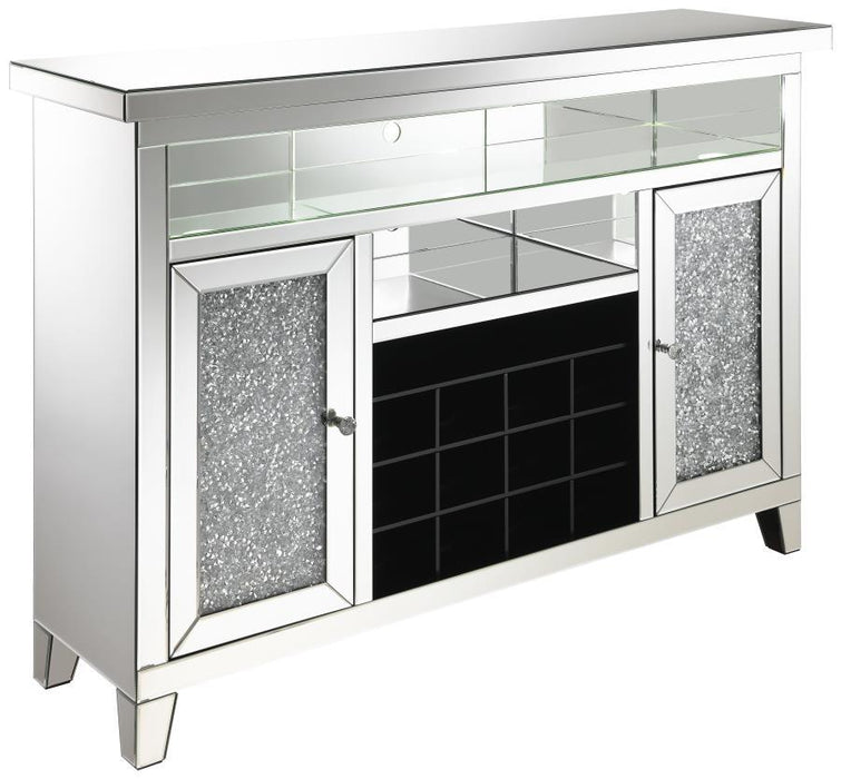 Melinda - 2-Door LED Mirrored Wine Storage Bar Cabinet - Silver - Simple Home Plus