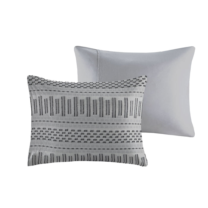 Rhea - King Comforter Mini Set - Gray / Black - Simple Home Plus