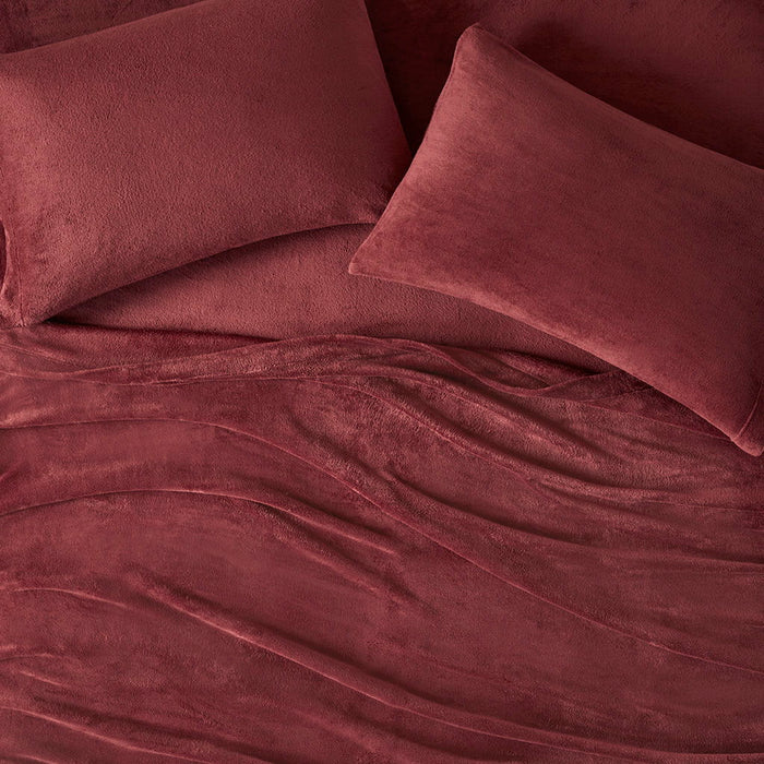 Soloft Plush - 4 Piece Full Micro Plush Sheet Set - Burgundy - Simple Home Plus