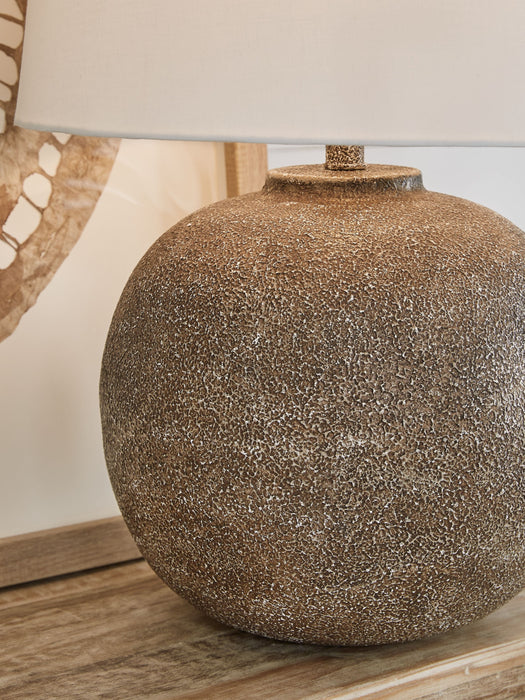 Neavesboro - Antique Brown / White - Metal Table Lamp - Simple Home Plus