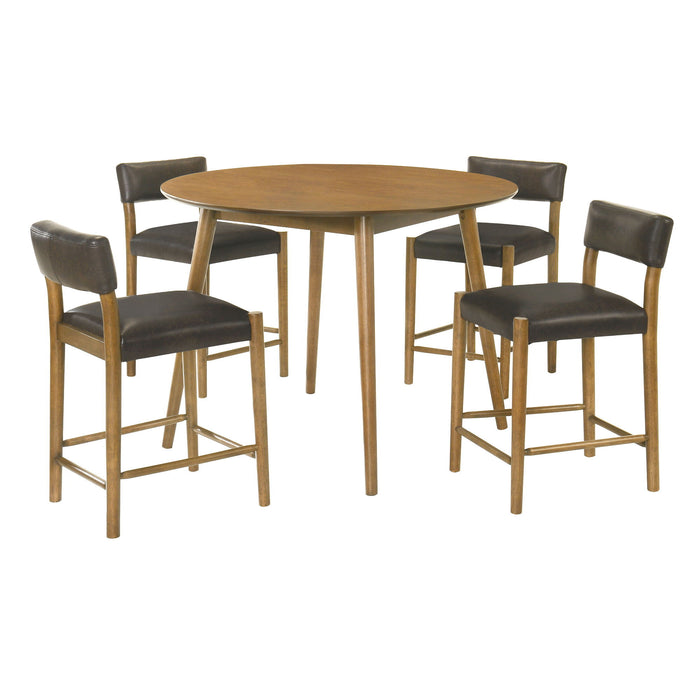 Bennet - 5-Piece Pub Wood Dining Set - Walnut