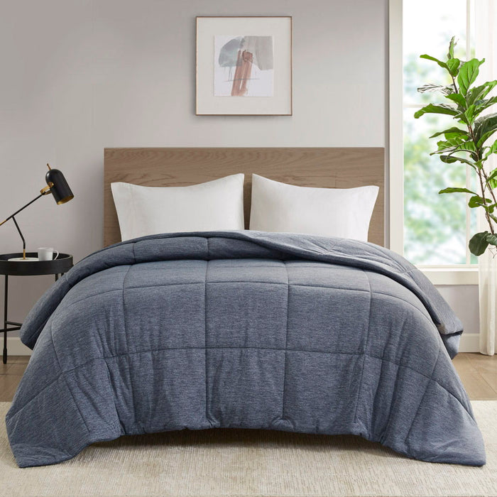 Comfort Cool Jersey Knit - Oversized Down Alternative King Comforter - Navy - Simple Home Plus