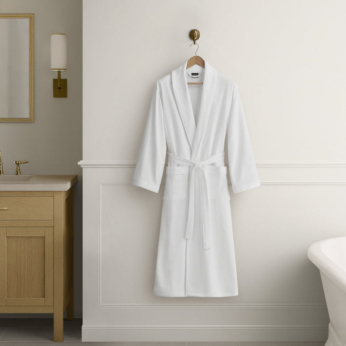 Waffle Velour - Luxury Bath Robe - White - Simple Home Plus