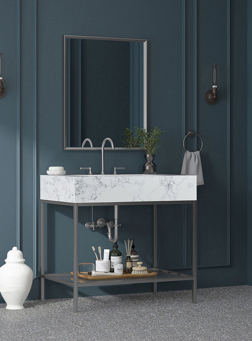 Marmo - Engineered Marble Bathroom Vanity With Chrome Base - Simple Home Plus