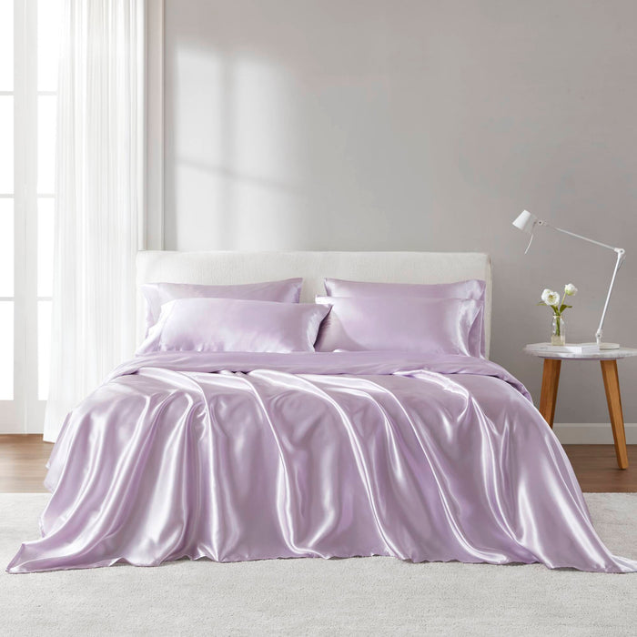 Satin - 4 Piece Twin Luxury Sheet Set - Lilac - Simple Home Plus