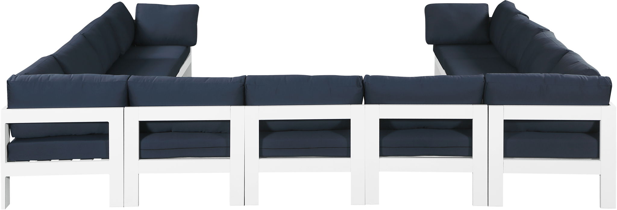 Nizuc - Outdoor Patio 11 Piece Modular Sectional With White Frame - Simple Home Plus