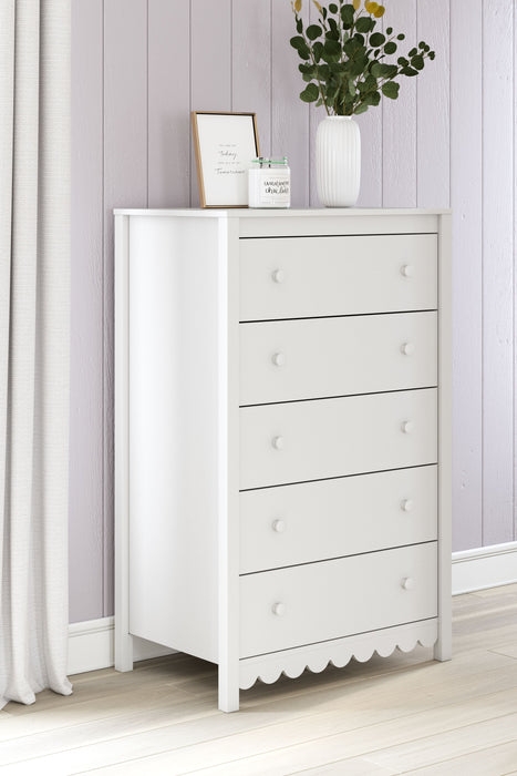 Hallityn - White - Five Drawer Chest - Simple Home Plus