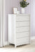 Hallityn - White - Five Drawer Chest - Simple Home Plus