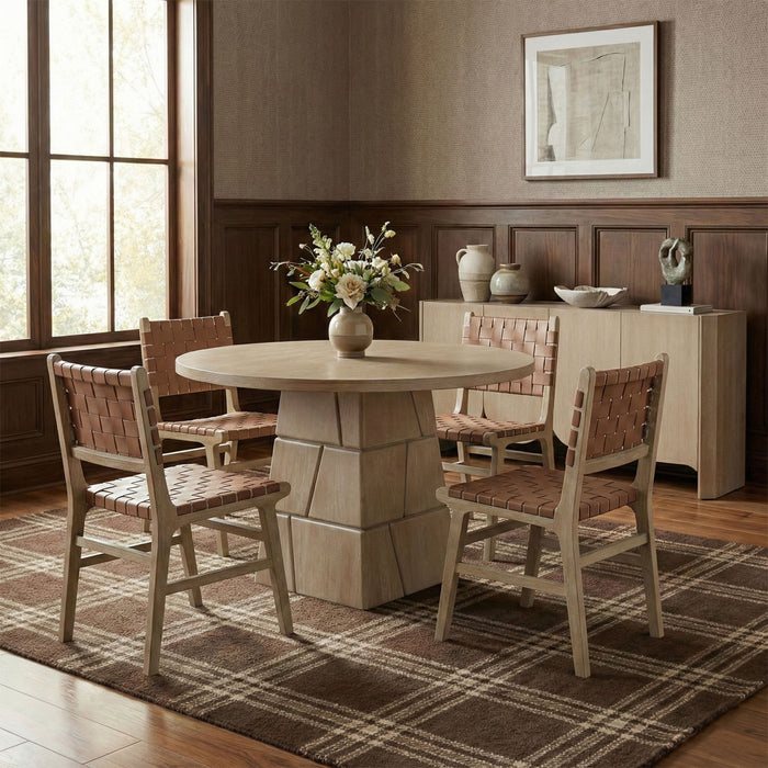 Entwine - Vegan Leather Upholstered Dining Chair - Painted Natural - Simple Home Plus