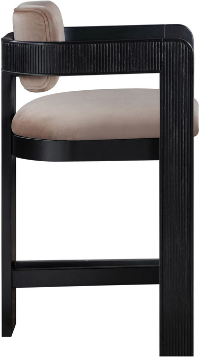 Sacha - Velvet Stool With Black Base - Simple Home Plus