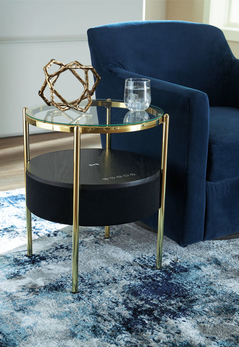 Nedman - Black / Gold Finish - Accent Table With Speaker - Simple Home Plus