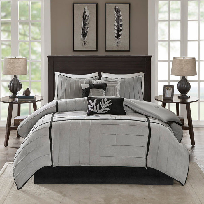 Dune - California King Piece Comforter (Set of 7) - Gray - Simple Home Plus
