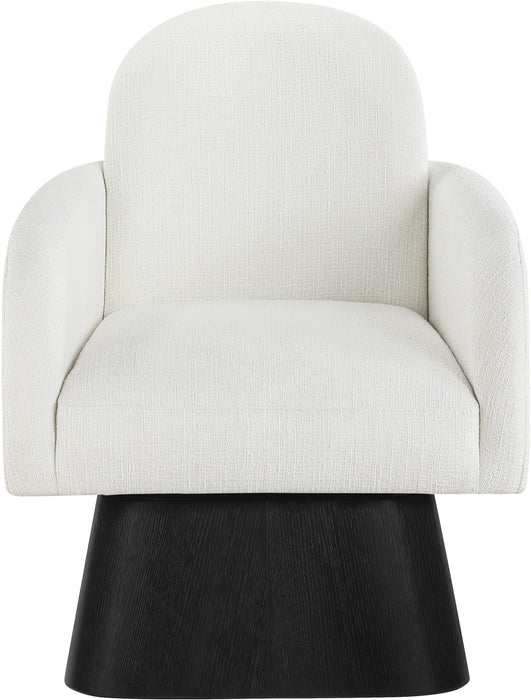 Marlowe - Linen Textured Fabric Upholstered Swivel Accent Chair - Stained Black - Simple Home Plus