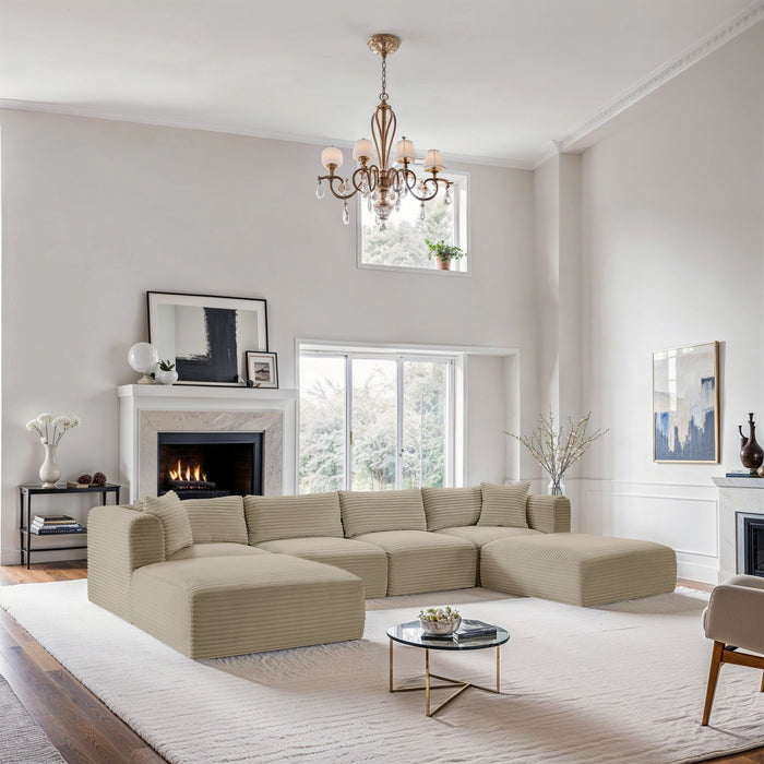 Shaggy - 6 Piece Modular Sectional With 2 Ottomans - Simple Home Plus