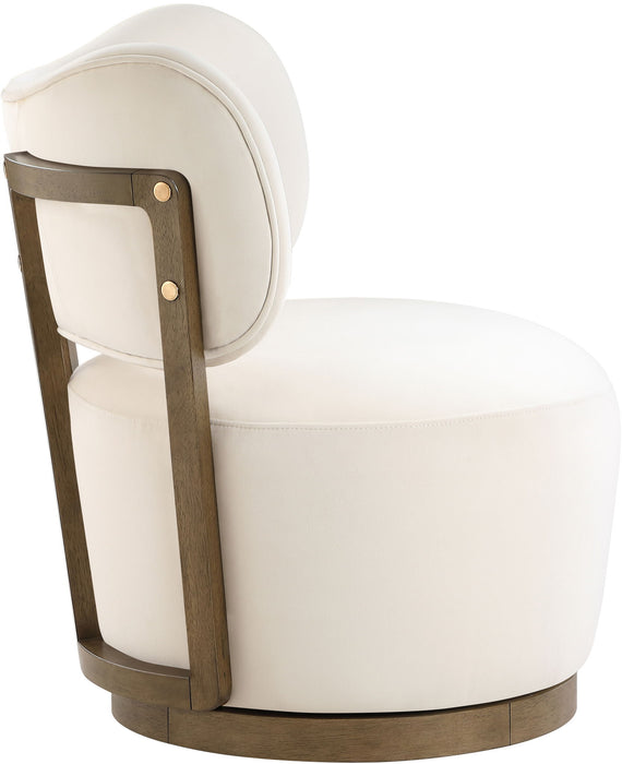 Elara - Velvet Upholstered Swivel Accent Chair - Stained Brown - Simple Home Plus