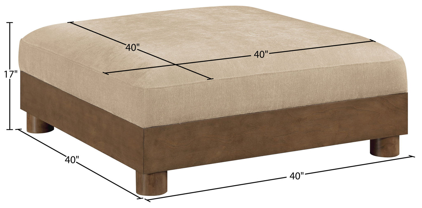Turin - Chenille Fabric Upholstered Modular Ottoman - Walnut Base - Simple Home Plus