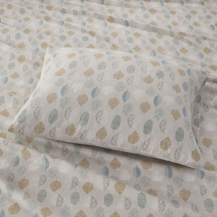 Cozy Flannel - Twin Printed Sheet Set - Multi Leaves
