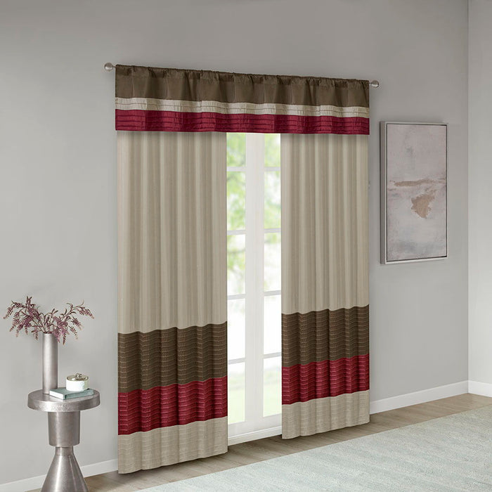 Amherst - Polyoni Pintuck Window Valance - Red - Simple Home Plus