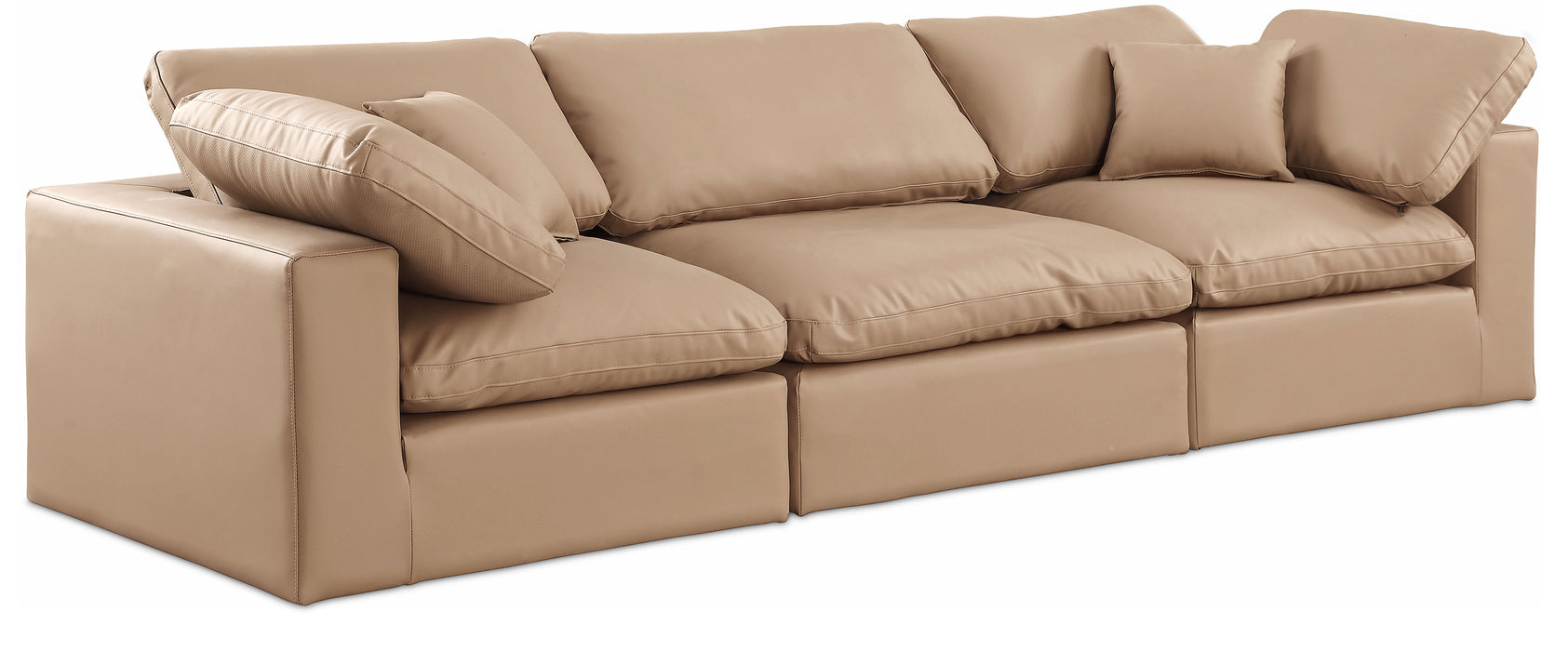 Comfy - Faux Leather Modular Sofa 3 Seats - Tan - Simple Home Plus