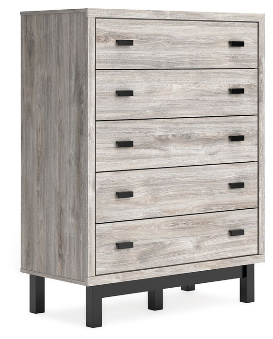 Vessalli - Black / Gray - Five Drawer Wide Chest - Simple Home Plus