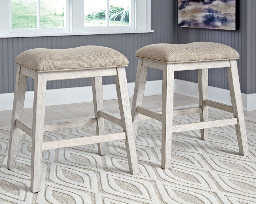 Skempton - Upholstered Stool (Set of 2) - White - Simple Home Plus