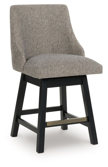 Neymorton - Dark Grayish Brown - Upholstered Swivel Barstool (Set of 2) - Simple Home Plus