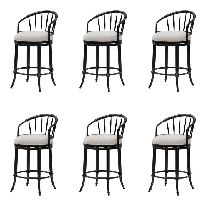 Luther - Commercial Grade Steel Frame Fabric Upholstered Swivel Counter Height Barstool