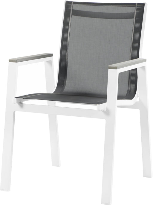 Nizuc - Outdoor Patio Dining Arm Chair With White Frame And Gray Arms (Set of 2) - Simple Home Plus