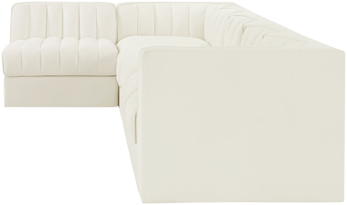 Rummi - Velvet Performance Fabric Upholstered 6 Piece Modular Sectional, L-Shaped (Right) - Simple Home Plus