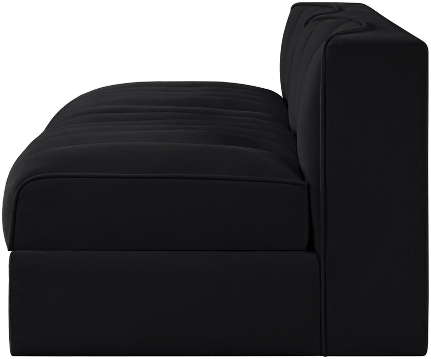 Rummi - Velvet Performance Fabric Upholstered 2 Piece Modular Armless Loveseat - Simple Home Plus