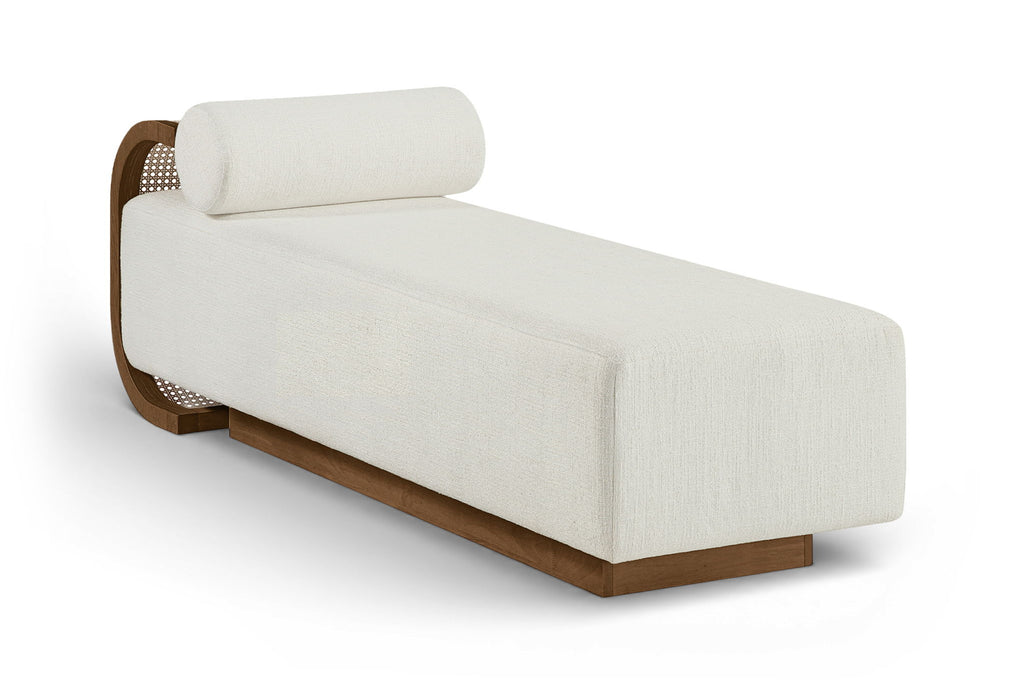 Zephyr - Linen Textured Fabric Upholstered Chaise - Painted Brown Walnut Base - Simple Home Plus