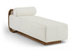 Zephyr - Linen Textured Fabric Upholstered Chaise - Painted Brown Walnut Base - Simple Home Plus